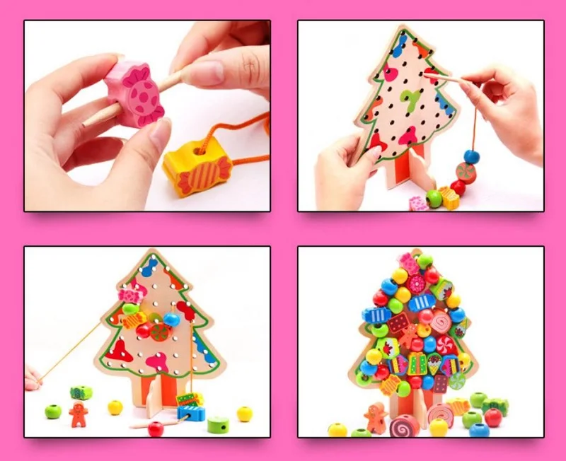 Fly AC Montessori Learning Education Wooden Toys Cartoon candy tree Fruit Beads Educational Toy For Children Birthday gift