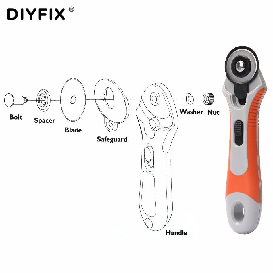 Роторный роликовый резак DIYFIX 28 мм с 2 лезвиями из нержавеющей стали, многофункциональный регулируемый режущий инструмент, ручные инструменты