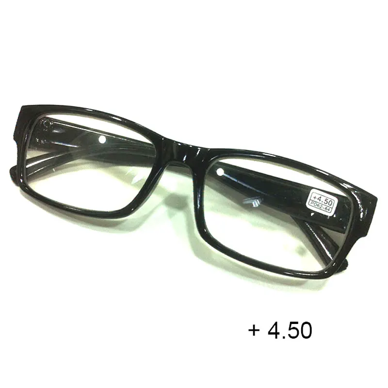 Reading Glasses Frames Men Women's Black Plastic For Degree +4.50 +5.00 +5.50 +6.00