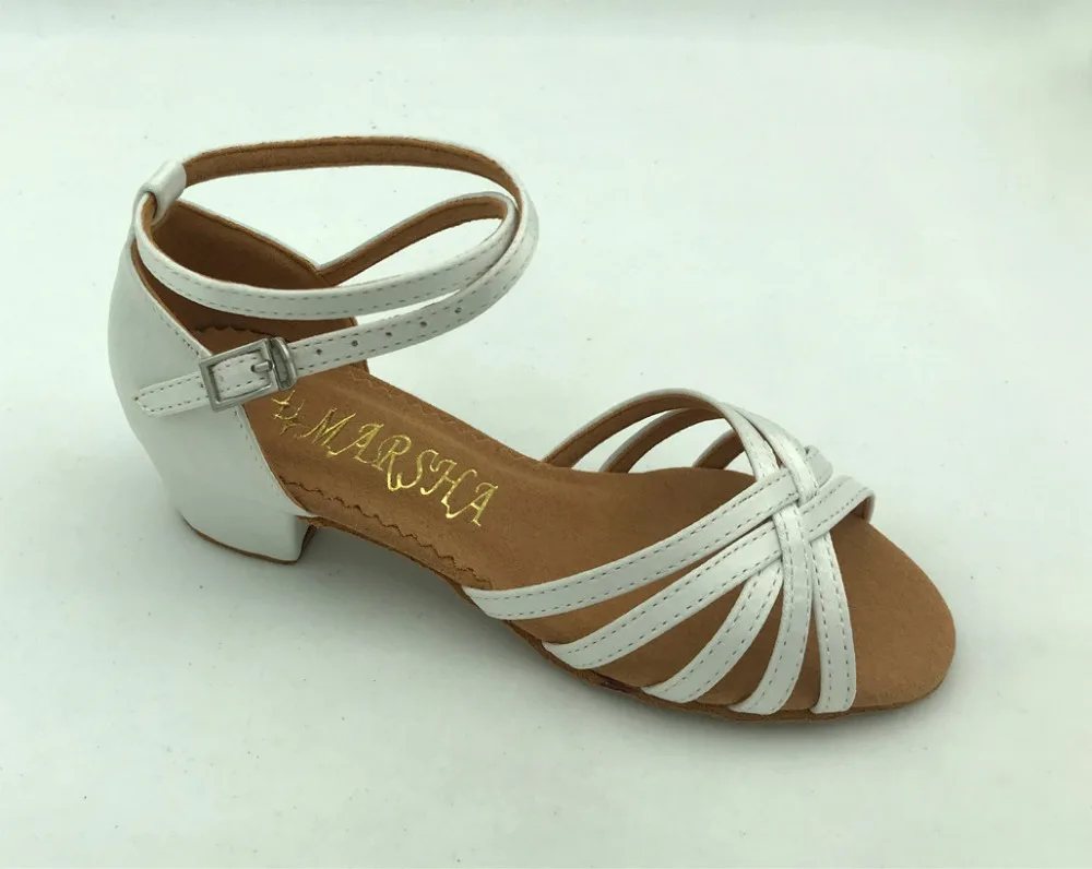 Latin dansschoenen voor meisjes ballroom salsaschoenen witte kleur 6801W in comfortabele binnenzool