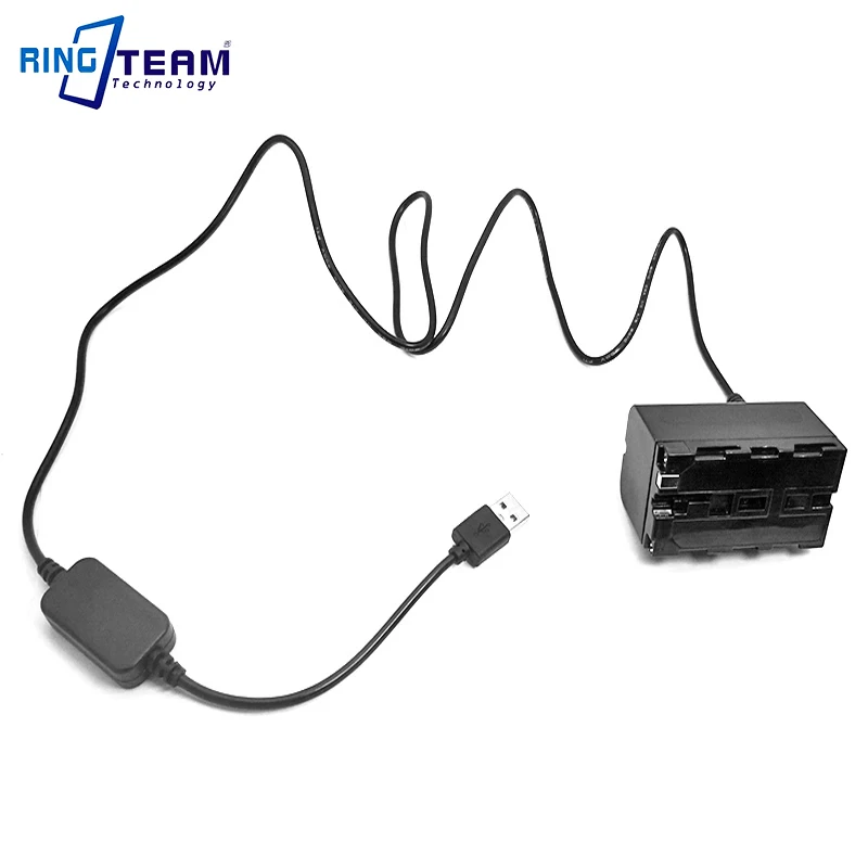 

DC 5V USB Power Cable + F750 F770 F960 F970 Coupler NP-F Dummy Battery for or Sony HXR-NX5 HXR-NX100 Camera or LED Light Lamp