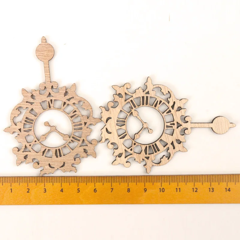 European Clock Pattern Wooden Scrapbooking Collection Craft For Handmade Accessory Home Decoration DIY 55-83mm 6pcs MZ200