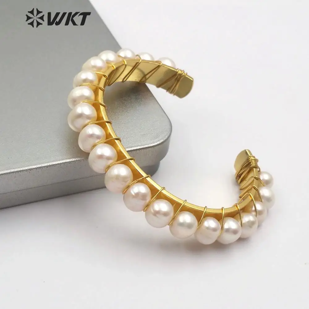 WT-B474 WKT New Arrivals Natural Pearl Handmade Bracelet With Metal Dipped Women Fashion Bracelet Jewelry