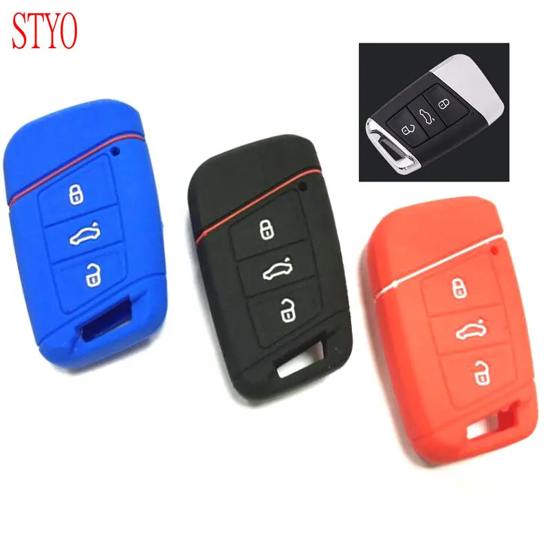 

STYO Car Key Case Remote Key Fob Cover Holder for VW PASSAT B8 T-ROC Superb 2018