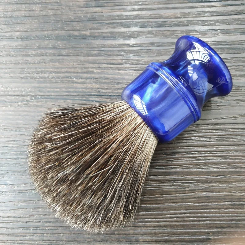 dscosmetic 26mm black badger hair knots shaving brush ocean blue handle