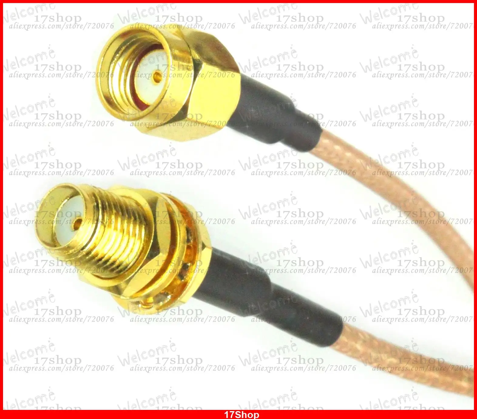 

10PCS RP-SMA male TO SMA female nut bulkhead center RG316 cable pigtail 30 cm