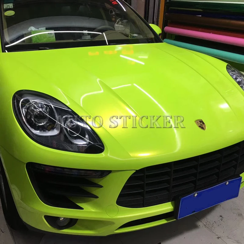 Fluorescent lime Gloss Magic color flow Vinyl Car wrap styling shift covering With Air bubble Free ORINO 1.52x20m 5x67ft