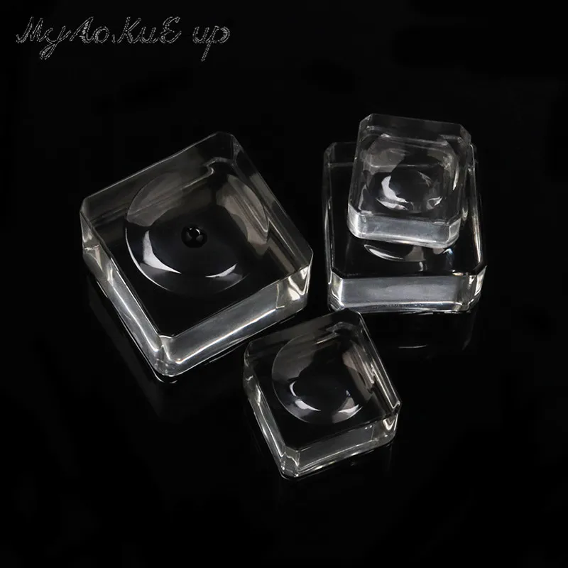 Platz Kristall Glas Dichtung Falsche Wimpern Ständer Kleber Pad Kleber Halter Wimpern Kleber Palette Paste Kleber Pad Make-Up-Tool – Detail 5