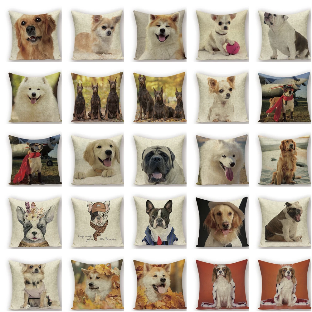 Golden Retriever Cushion Cover Animal Dog Throw Pillows Boston Terrier Decorative Cushions For Sofa Chihuahua Pillow Covers