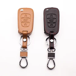 For Kia leather key cover for Kia RIO K2 K5 for Hyundai i20 i30 i35 iX20 iX35 3 button Fold Remote car keys cover accessories