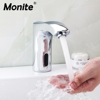 Monite Bathroom Sense Faucets Automatic Sensor Hand Free Stream Bathroom Basin Sink Faucet Chrome Hot And Cold Mixer Tap