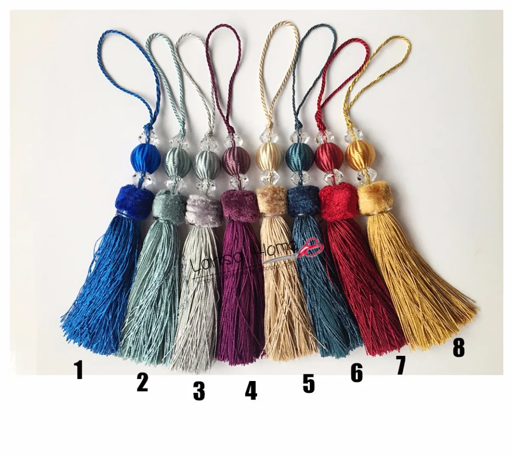 Beautiful Quality Europe Type Velvet Small Bag Tassel Head Valance Curtain Table Runner Accessories 23cm Length 1 Pair Pack