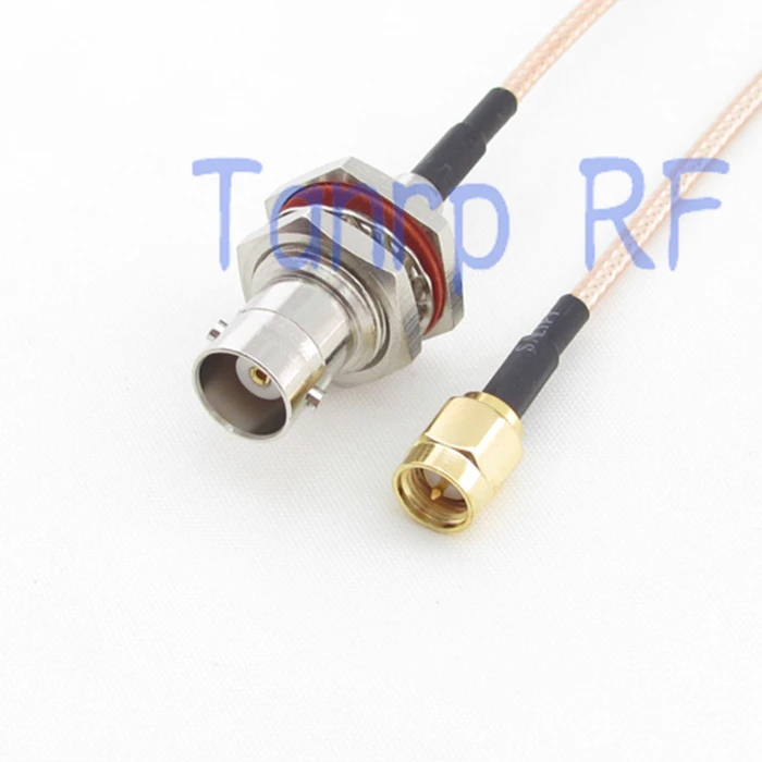 1PCS 3FEET  RG316 extension cable BNC female nut bulkhead to SMA male plug RF adapter connector 1M Pigtail coaxial jumper cable