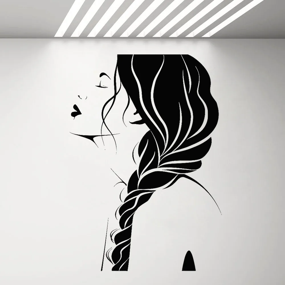 Beauty Girl Face Wall Decals Bedroom Hair Salon Hairstyle Style Stickers Fashion Decoration for Wall Window Vinyl Decal G584