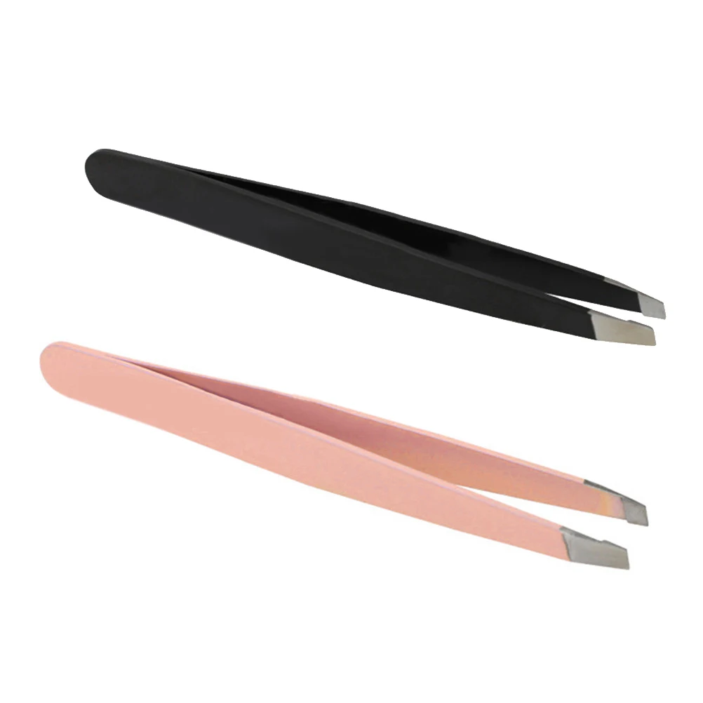 2 Colors Professional Eyebrow Tweezers Women Hair Removal Stainless Steel Beauty Slant Tip eyebrow clip Makeup Tool