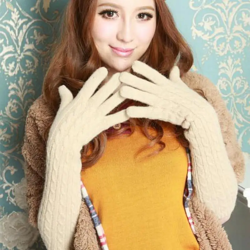 Women\'s Winter Elegant Woolen Long Gloves Arm Warmer Cloak Finger Extended Long Gloves Mittens High Quality New