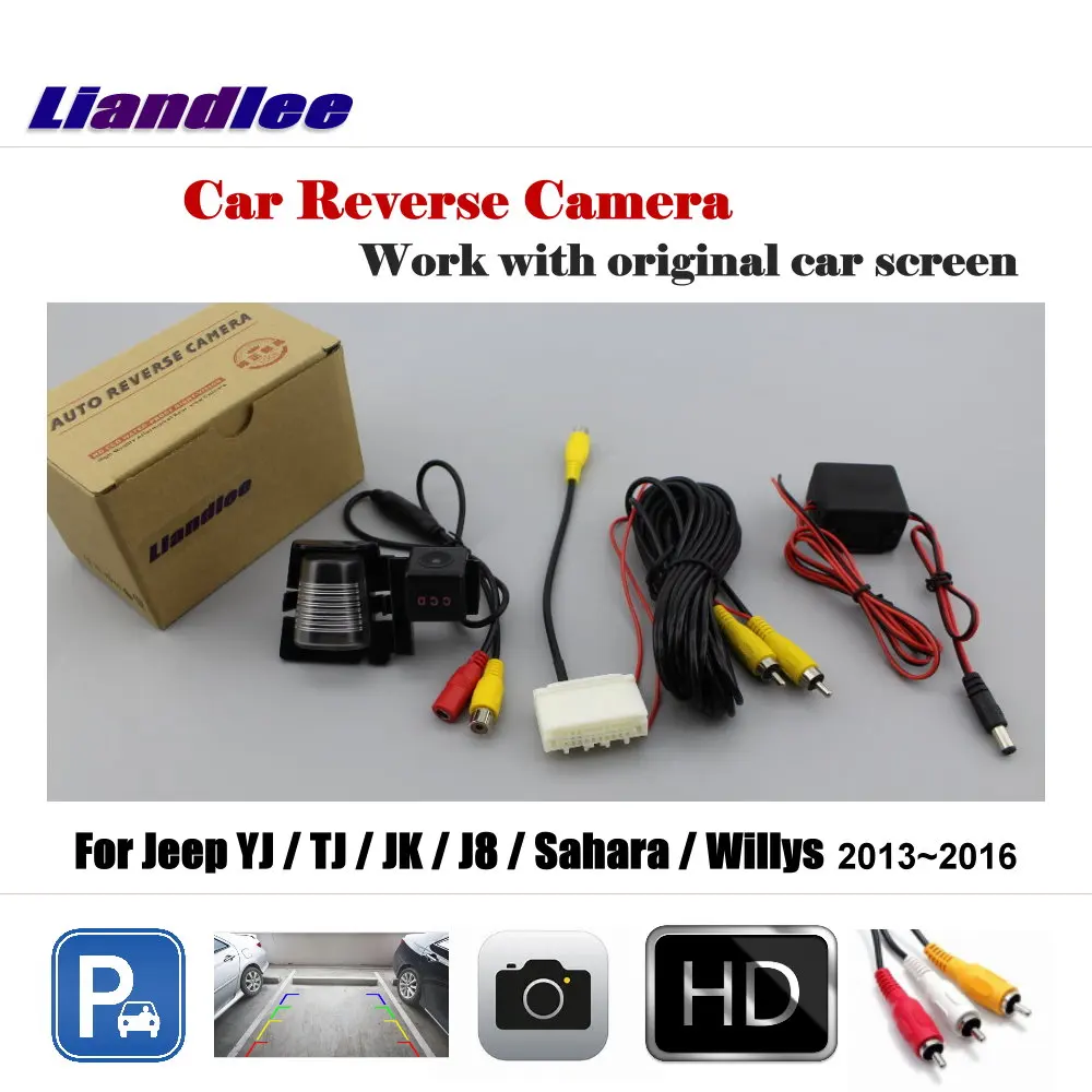 Para Jeep YJ/TJ/JK/J8 Sahara/Willys 2013-2016 cámara de visión trasera de marcha atrás de coche AUTO HD CCD NTSC OEM CAM con adaptador RCA