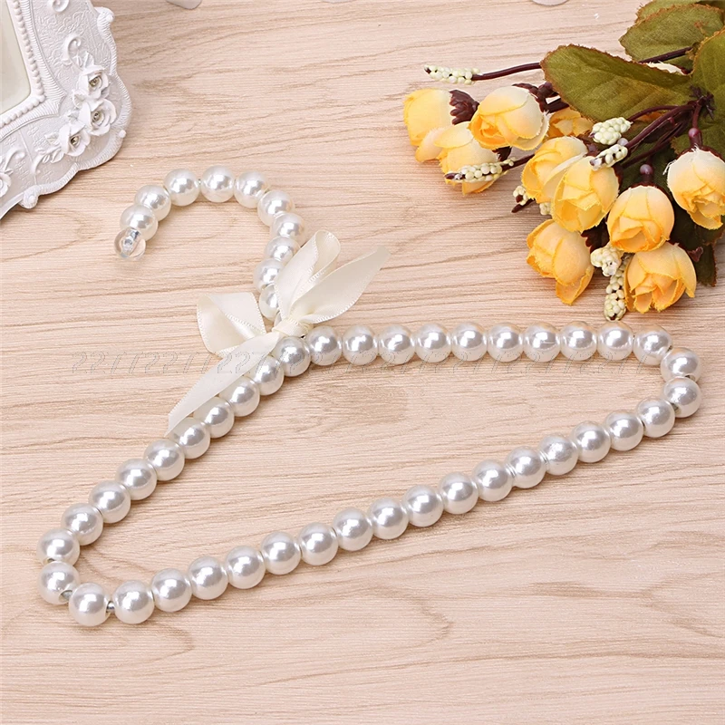 Fashion Plastic Pearl Bow Clothes Clothing Hanger For Kids Children Pet Dog JUN21 dropship