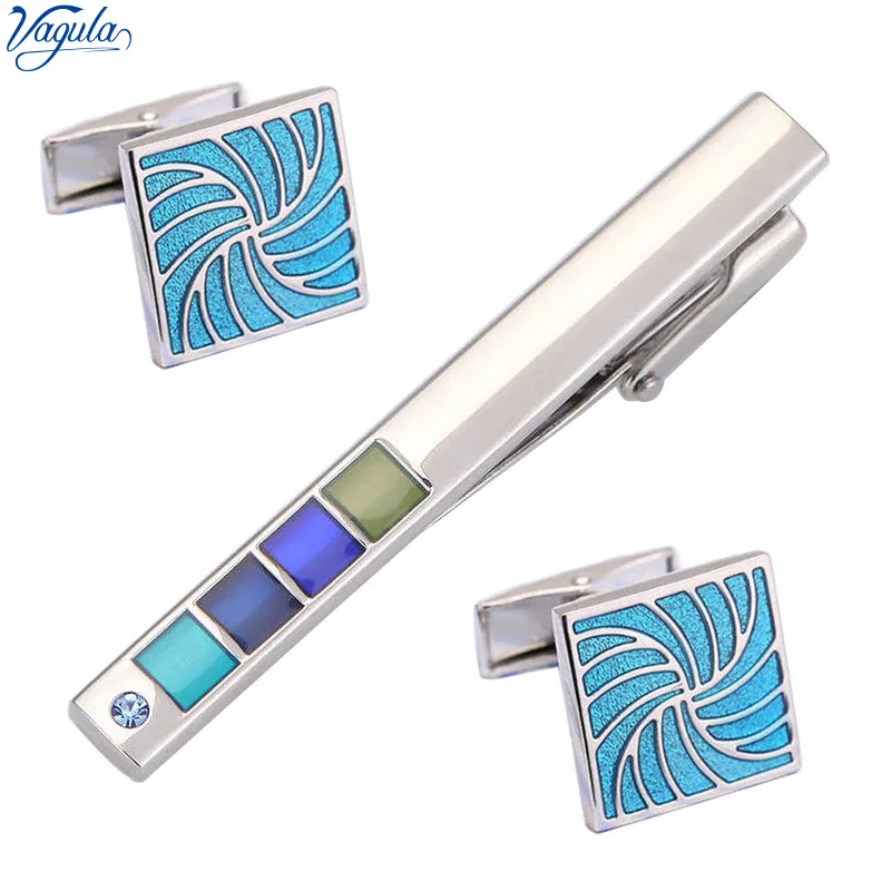 VAGULA Spinki Cufflinks Tie Clip Set Top Luxury Brand Bonito Gemelos Necktie Tie Bar Designed Clasp Tie Pin 58A