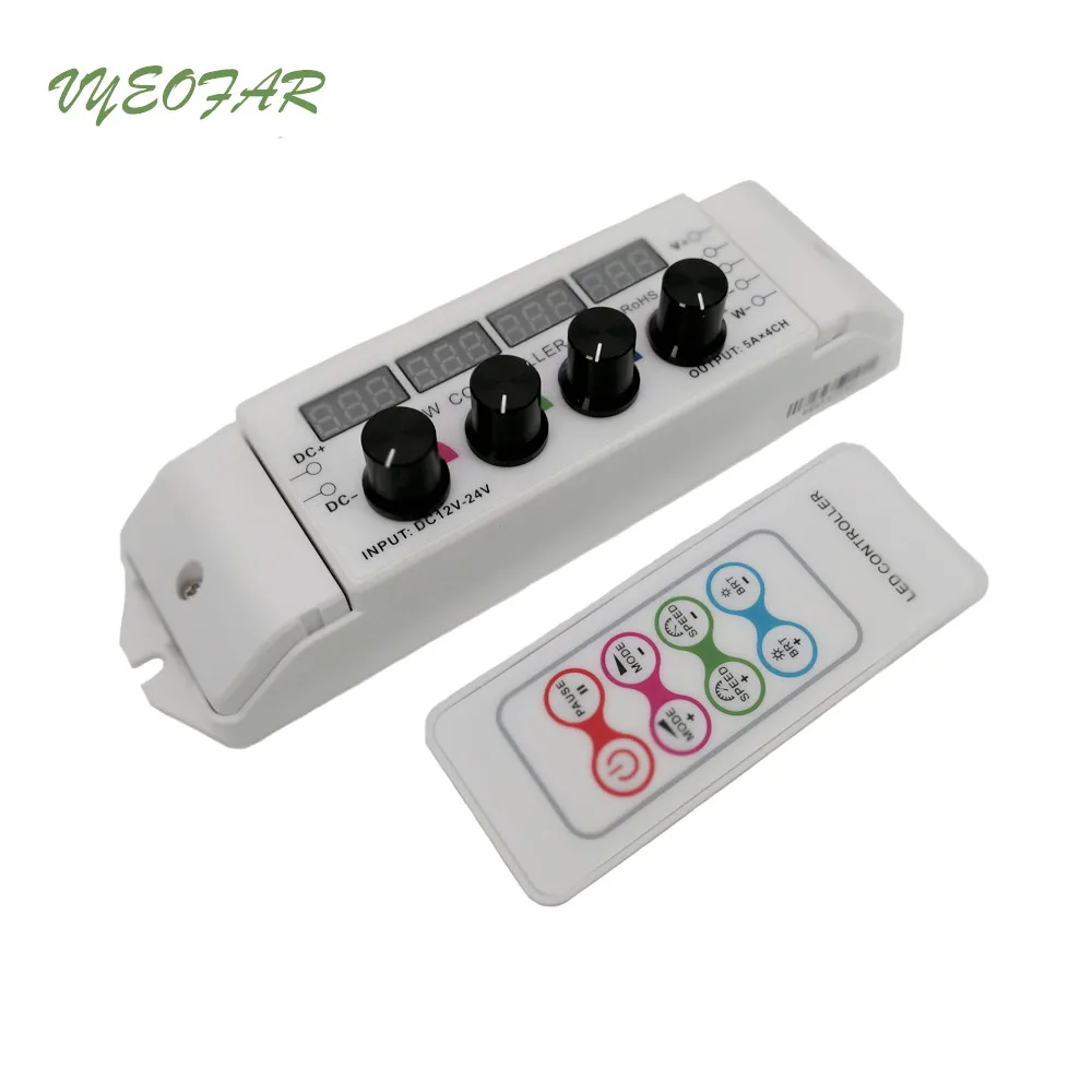 New Led RGB RGBW Strip Controller 5A*4CH 20A Output Multi Function Light Display 4 Channel 5050 3528 RGB RGBW Knob Controller