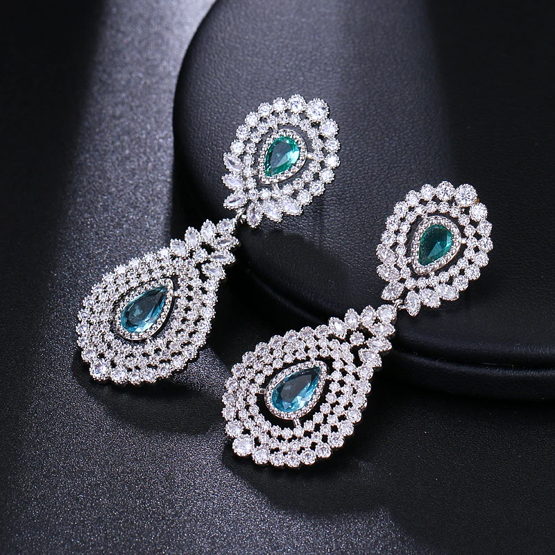 EMMAYA Brilliant Bridal Waterdrop Cubic Zirconia Earings Big Luxury Crystal For Elegant Women Wedding Jewelry Gift