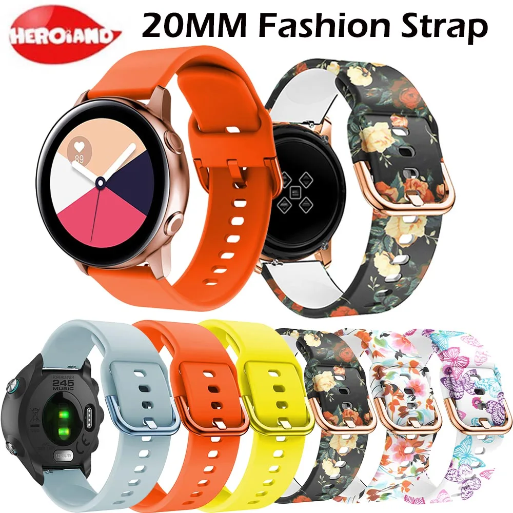 حزام ناعم من السيليكون لساعة Garmin Forerunner 645/245/245M الذكية لساعة سامسونج جالاكسي 42 مللي متر/حزام نشط