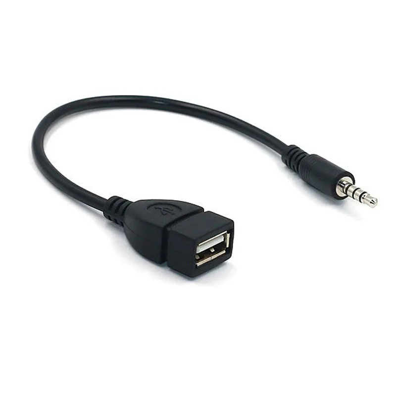 Car MP3 Player Converter 3.5 mm Male AUX Audio Jack Plug To USB 2.0 Female Converter Cable Cord Adapte