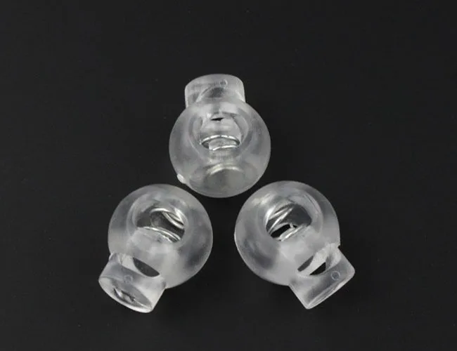 500pcs/pack/pack  Cord Lock Round Ball Toggle Stopper Plastic  Toggle Clip Widely For Bag Backpack/Clothing Clear White