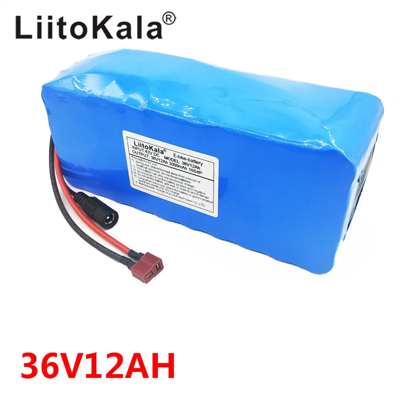 NEW LiitoKala 36V 12AH Electric Bicycle Battery Built In Lithium Battery BMS 20A 36 Volt With 2A Battery Charge Ebike