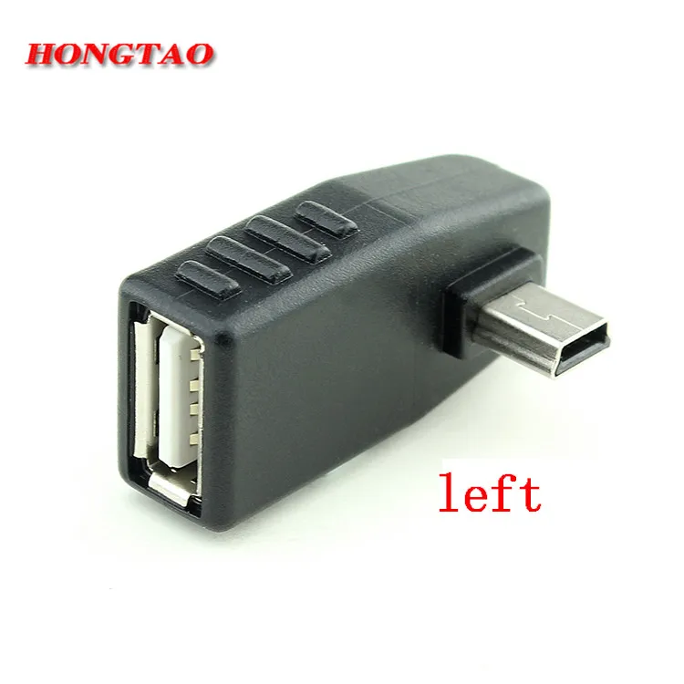 USB żeńskie do Mini USB męskie 90 stopni w dół prawy kąt w lewo adapter otg do samochodu AUX Tablet czarny w prawo w lewo w dół