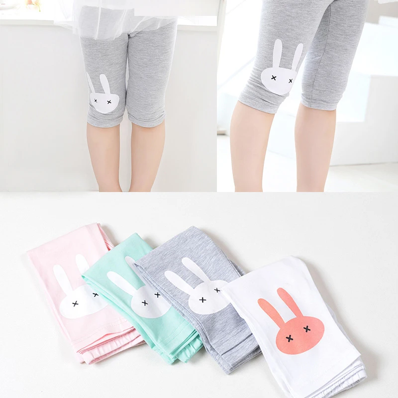 3-10years Rabbit Footless Girls Knee Length Pants Kid Five Pants Trousers Cropped Children Modal Cotton Leggings Summer Bottoms