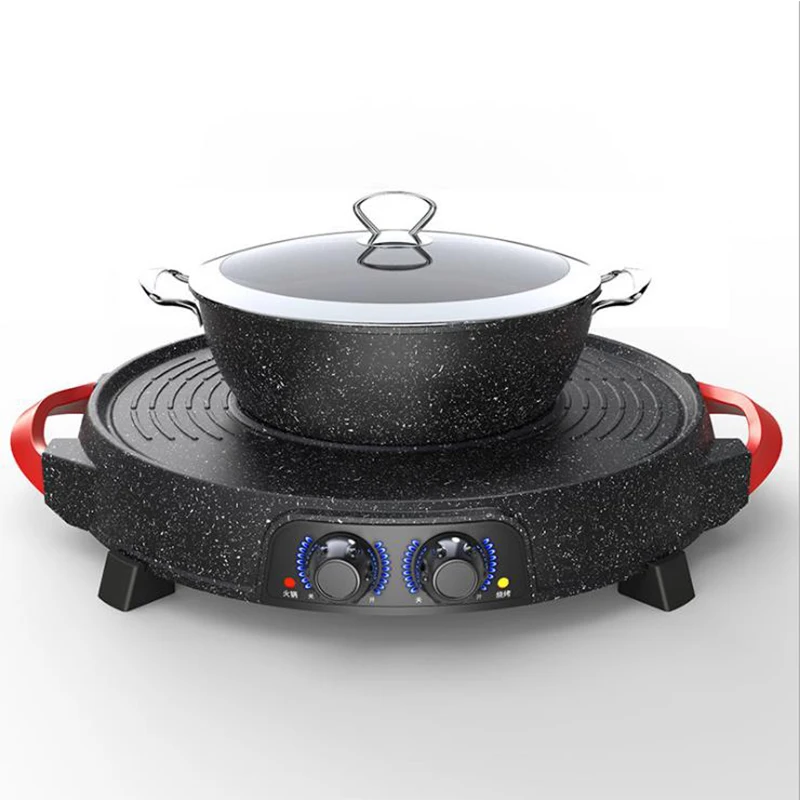 Multifunctional Electric Hot Pot Electric Griddle and Hot Pot All in One Machine Korean Style Electric Grill BBQ Pan