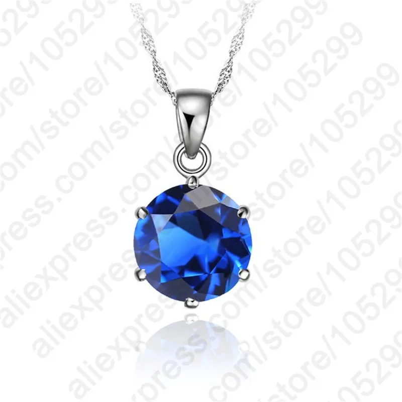 Classic 6 Claw Cubic Zircon Pendant 925 Sterling Silver Necklace for Women Engagement & Wedding Jewelry