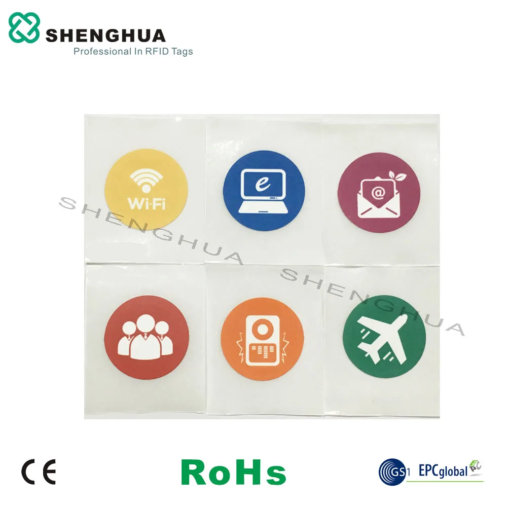 6pcs/pack Top quality label Customization Available printing ISO14443A N tag213 NFC RFID Round Adhesive Tag For Ticket Payment