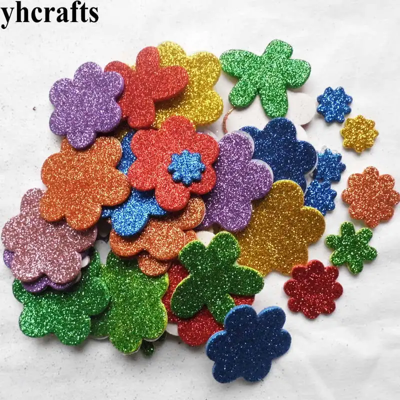 1 bag/LOT.Glitter A-Z alphabet letters foam stickers Teach your own Self english learning Kindergarten craft diy toys Room decal