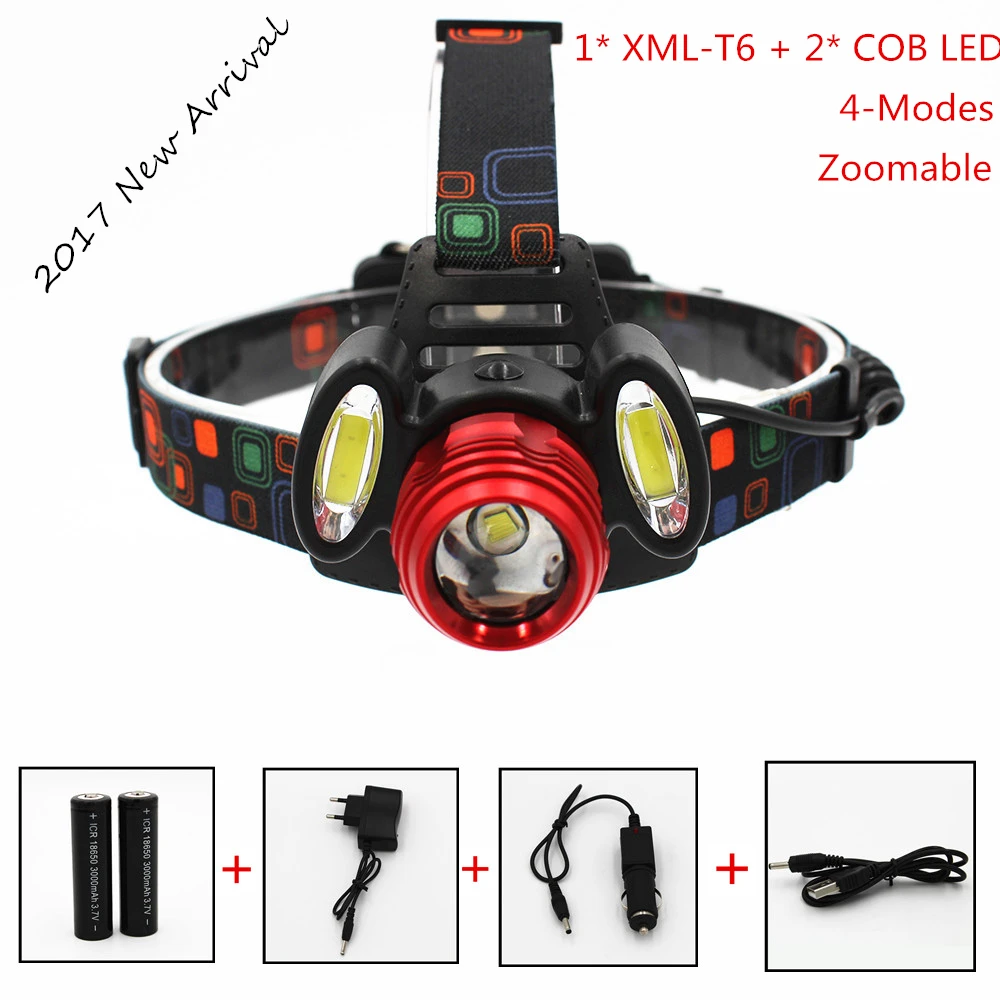 

Налобный фонарь с LED-подсветильник кой, 18650 лм