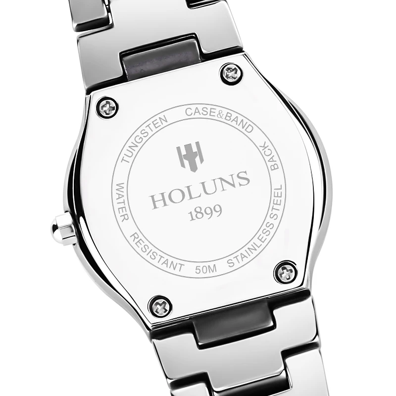 Holuns Real Tungsten Steel Men Fashion Quartz Watch Male Business Dress Wristwatch Waterproof Relogio Masculino