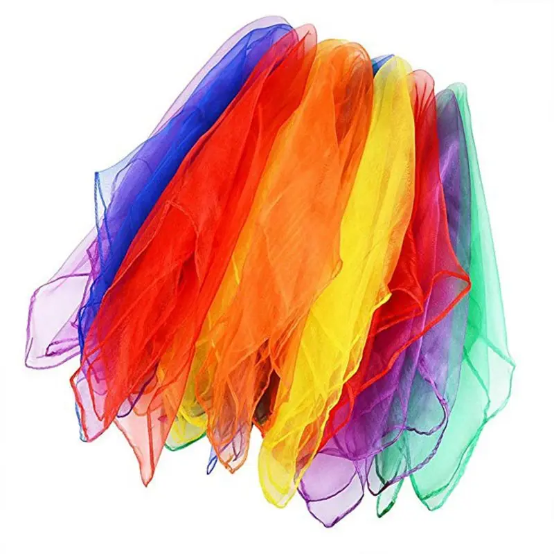 Foulards danse pour l\'extérieur jonglerie, serviettes gymnastique couleur bonbon, écharpe gaze pratique, 6 12