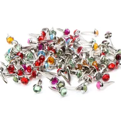 40Pcs Mixed Rhinestone Round Brads Fastener Embellishment Studs Spikes For Clothes Metal Brads Crafts DIY 16x7mm