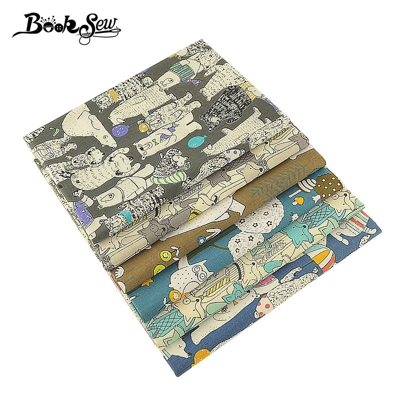 Booksew Twill di Cotone Tessuto Quilting 6 pz/lotto 40x50 centimetri Animali Patchwork Cucito FAI DA TE Materiale Tessile Scrapbooking Tissu Coton