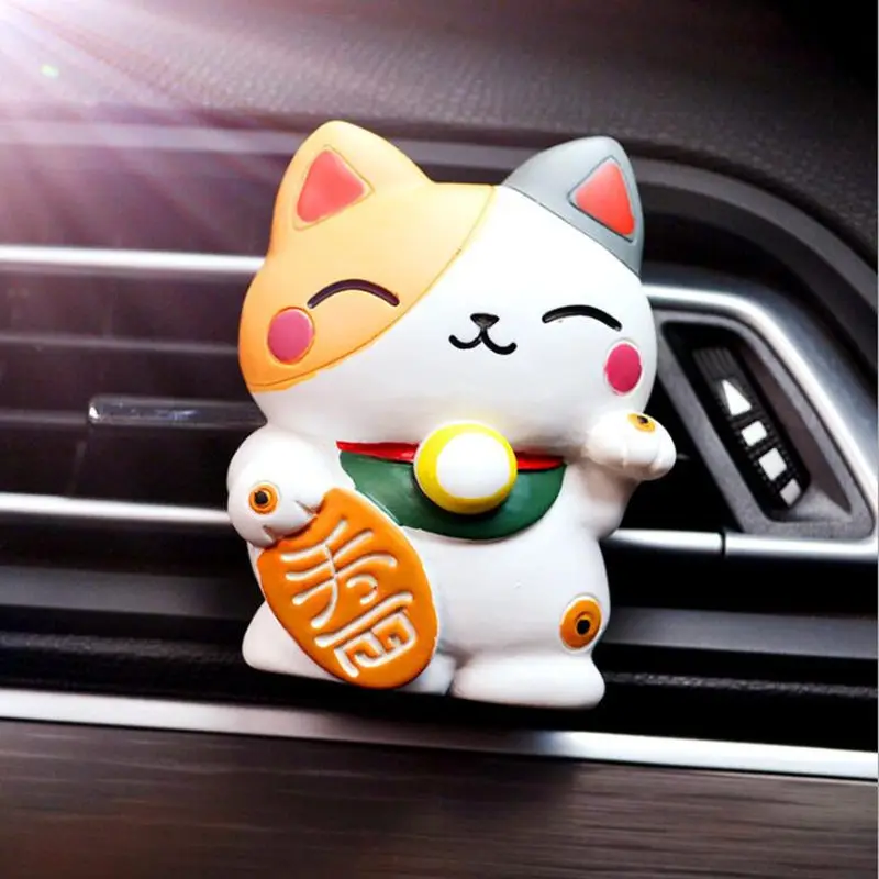 Cute Car Accessories Japanese Lucky Cat Car Outlet Perfume Clip little Car Decoration Balm Car Air Freshener 4*7cm