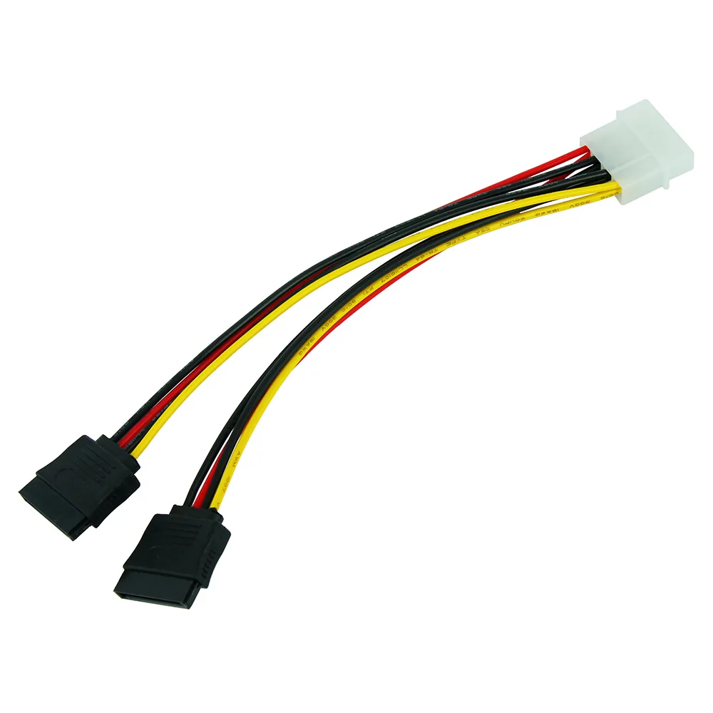 Câble répartiteur en Y pour alimentation du disque dur, câble d'alimentation pour ordinateur, adaptateur de fil, 4 broches, Molex mâle, touriste, ATA SATA 2 femelle