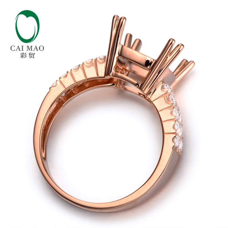 Caimao 10x12mm Cushion Cut Semi Mount Setting Ring 14K Rose gold Natural 0.78ct Diamond Engagement Jewelry