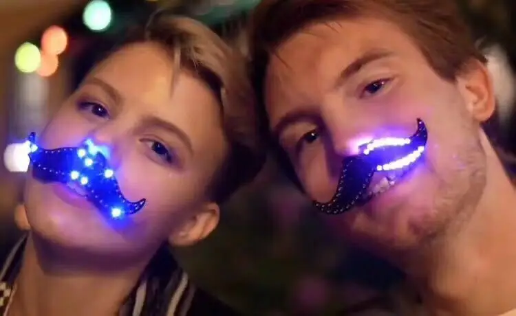 Máscara de modelagem de barba, iluminação led, dia das bruxas, natal, barba sexy, descoloração personalizada para festa de natal