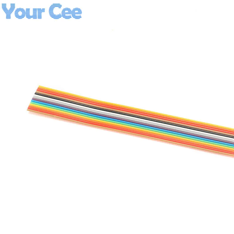 2m/lot Rainbow Ribbon Cable 10P 14P 16P 20P 26P 34P 40P 50P Flat Color Wire 1.27mm Spacing Pitch