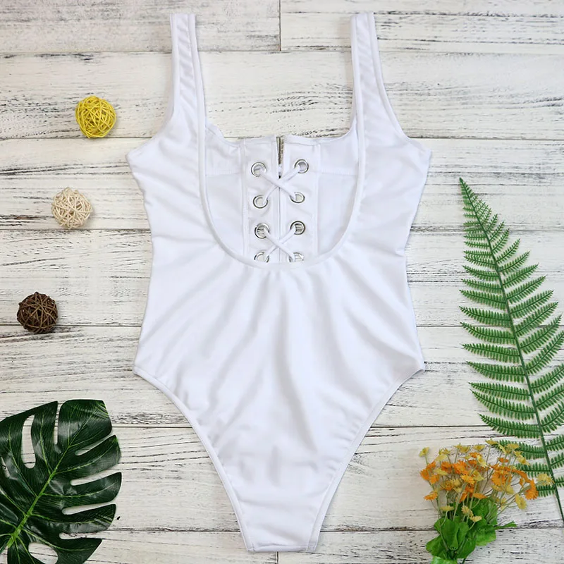 2024 NEW White Black Red  bandage one piece swimsuit strappy one piece swimwear sexy bathing suit vintage white monokini