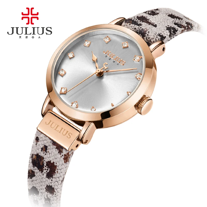 Sale Lady\'s Women\'s Watch Japan Quartz Hours Fine Fashion Dress Bracelet Leather Leopard Panther Print Girl Gift Julius No Box