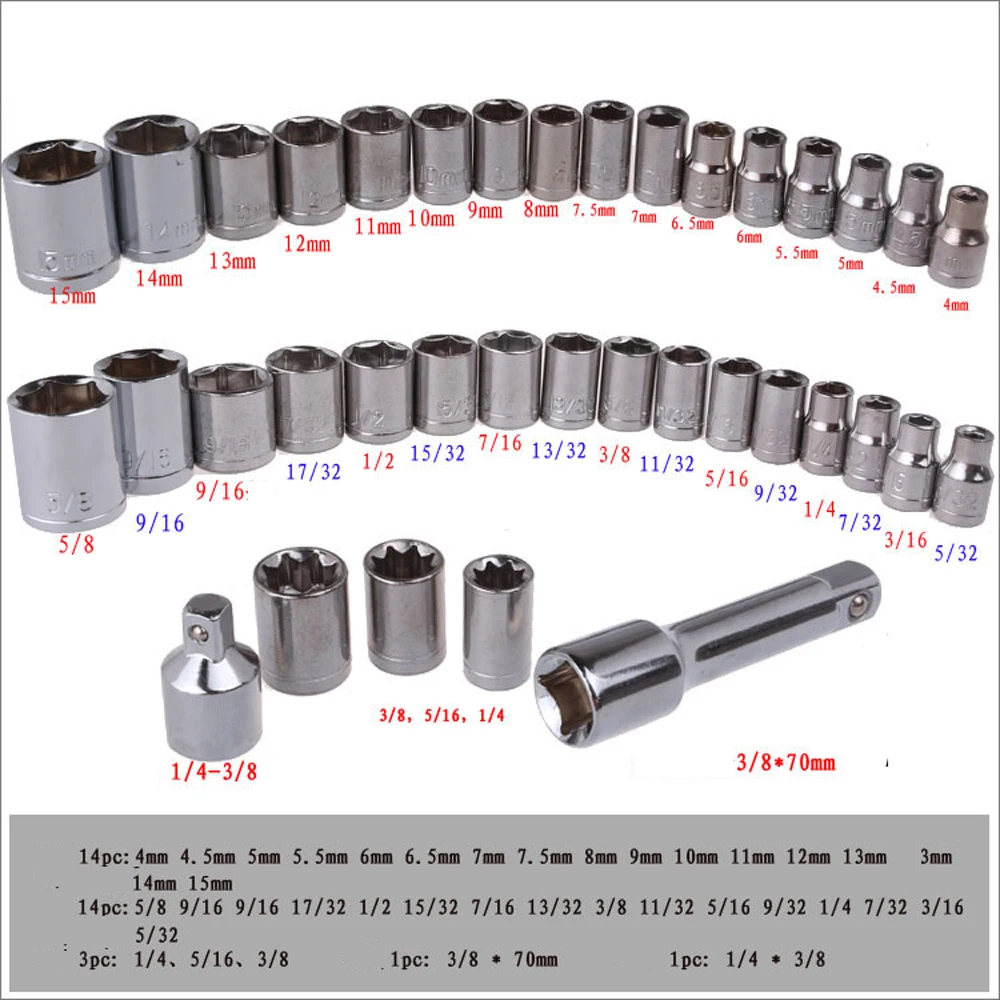 38pcs SAE & Metric 3/8