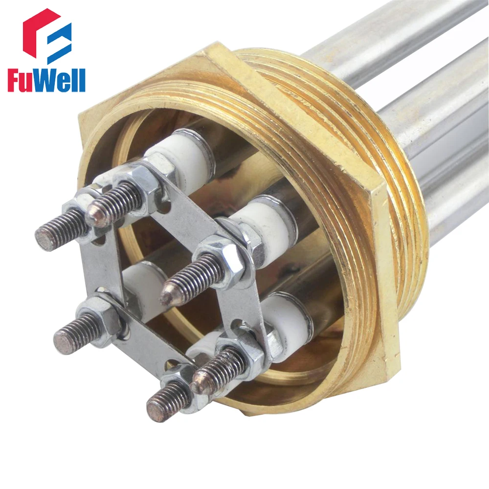 2 Inch Stainless Steel Copper Head Heating Tube 380V 6KW DN50 Electric Heater Pipe Water Boiler Heating Element