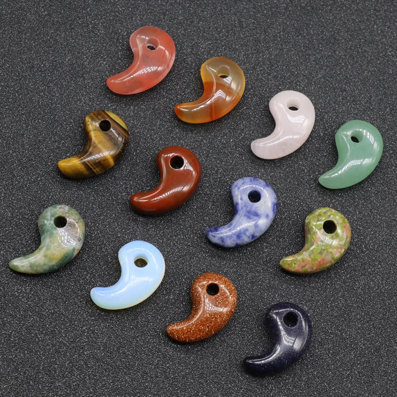10pcs/lot Natural Stone Pendants Crystal Agates Magatama Stone Beads Pendant For Necklace  Jewelry Making About 22x14mm